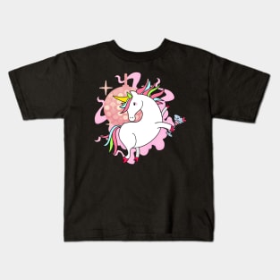 Unicorn Drunk Party Dancing Pink Kids T-Shirt